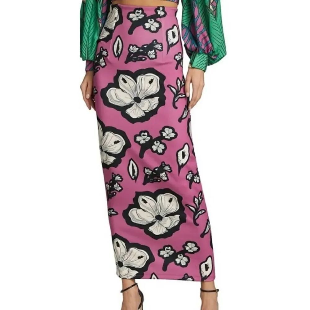 Kimberly Goldson Blissful Evolution Kelli Floral Midi-Skirt sz 2